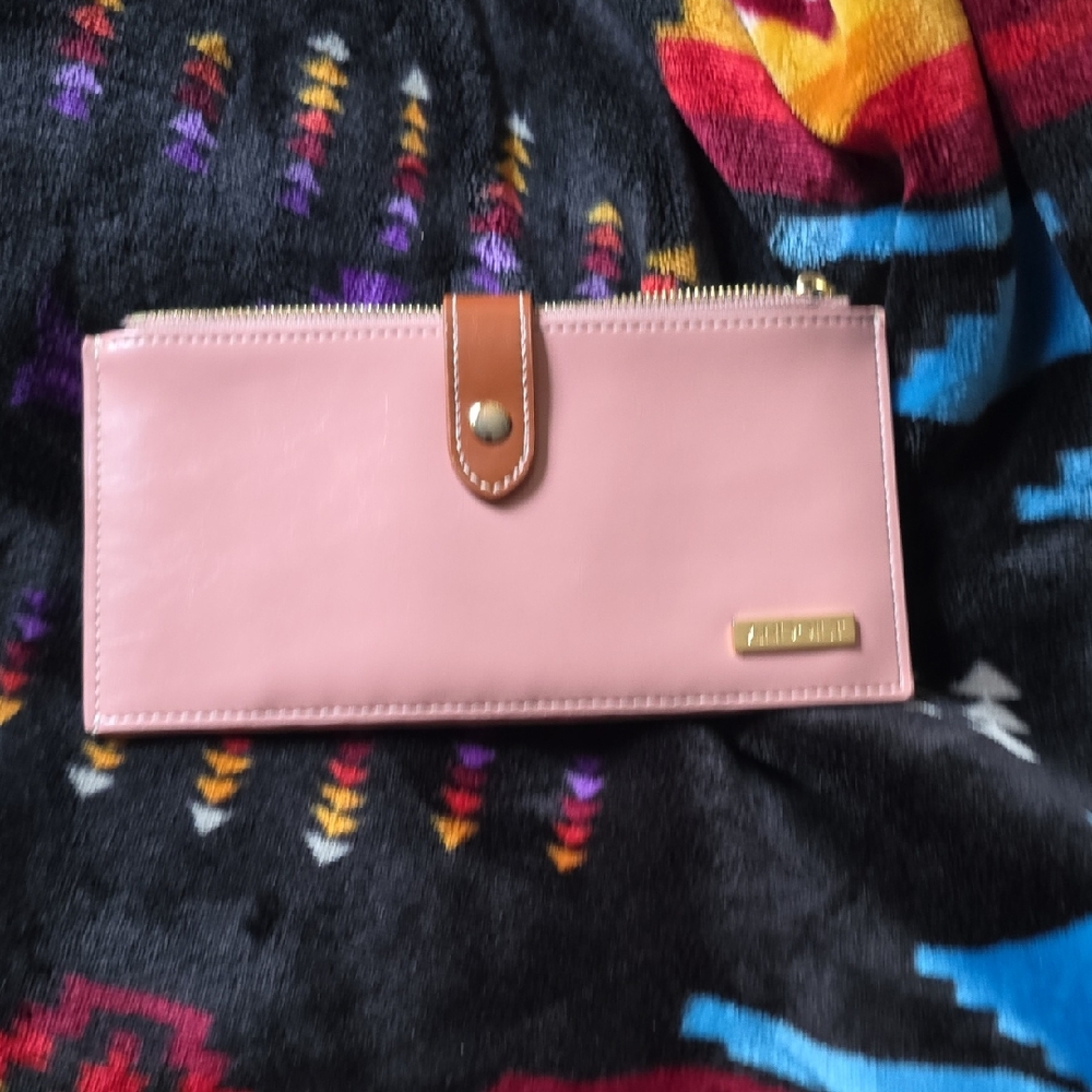 Elegant Pink Wallet with Tan Detail